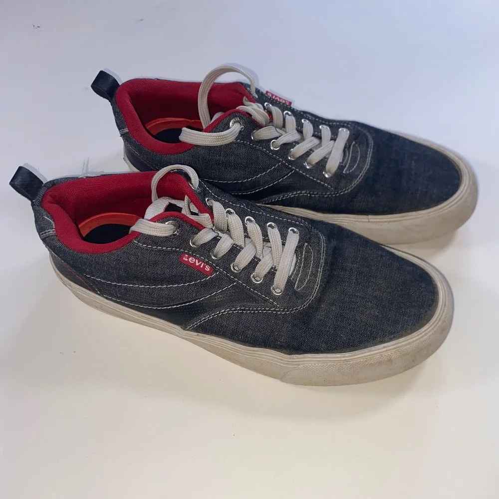 Levis‎ Mens 51935202A Denim Low Top Sneakers Navy Blue Red Size 8.5 US
